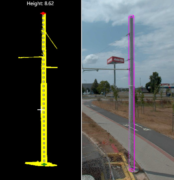 3D extrakce sloupu trakčního vedení